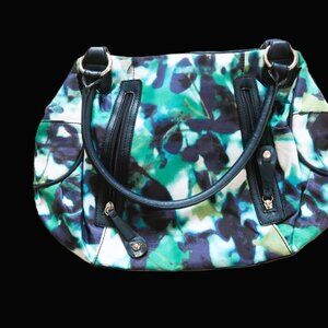 Nine & Co Grab and Go HandBag Purse Green White Blur Tie Die Front Pockets